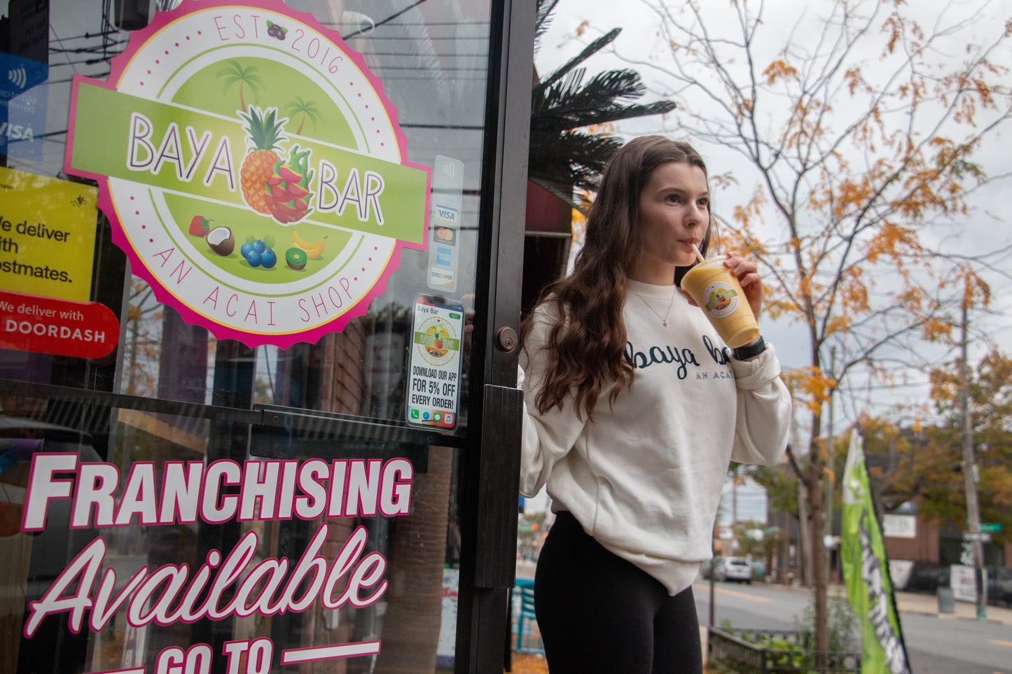 White Crewneck with Navy Script