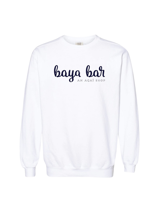 White Crewneck with Navy Script